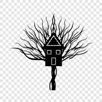 treehouses, tree house, wooden tree house, tree house design icon svg