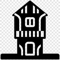 Стиль Тюдора, архитектура Тюдора, крыша Тюдора, окна Тюдора Значок svg
