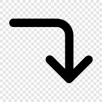 turn right, turn left, turn left down, turn right down icon svg