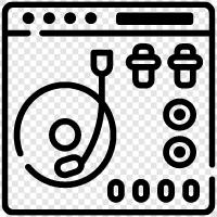 turntablism, scratching, beatmatching, mixing icon svg