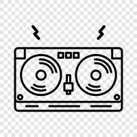 turntablism, mixer, decks, music icon svg