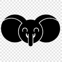 tusks, trunk, African, Asian icon svg