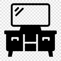 tv stand, media stand, entertainment center, living room icon svg