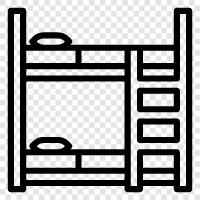 two floor beds, two story beds, loft bed, king size bed icon svg