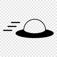 UFO, nicht identifiziertes fliegendes Objekt, fliegende Untertasse, Raumsonde symbol