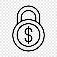 unsecured money, money locked up, money security, locking money icon svg