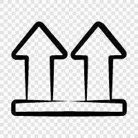 upward pointing arrows, upward trending stocks, investment, stocks icon svg