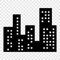 urban landscape, downtown, skyline, architecture icon svg