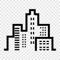 urban landscape, architecture, skyline, buildings icon svg