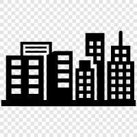 Stadt, Architektur, Stadtbild, Skyline symbol