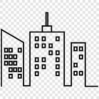 Urban, Komşuluk, Skyscraper, Downtown ikon svg