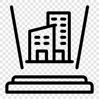 urban, metropolitan, downtown, skyscrapers icon svg