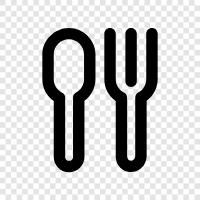 Utensil, Essen, Küche, Löffel und Gabel symbol