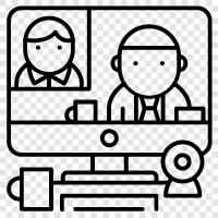 video meeting, online conference, web conference, online meeting software icon svg