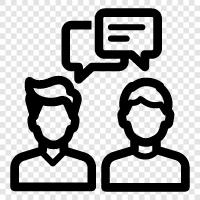 voicing opinions, debating, discussing, exchanging ideas icon svg