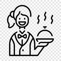 waitress job, waitress tips, tips for waitresses, waitress duties icon svg
