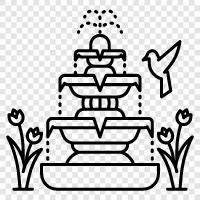 water feature, water sculpture, water feature art, garden fountain icon svg