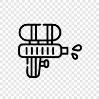 Wasserpistole, Wasserwerfer, Wasserpistole Wasserwerfer, Wasserpistole Wasserspritze symbol