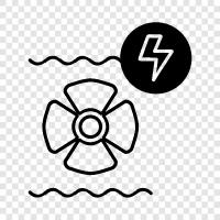 Wasserrad, Wasserturbine, Wasserradgenerator, Wasserkraft symbol