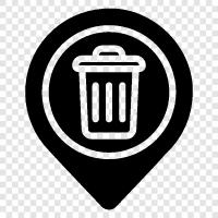 where to put trash, garbage can, where to put garbage, yard waste icon svg