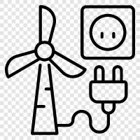 wind turbines, wind power plants, wind energy, wind power generation icon svg