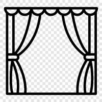 window curtains, fabric curtains, blackout curtains, sheer curtains icon svg