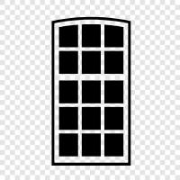 window frames, window treatments, window cleaners, window films icon svg