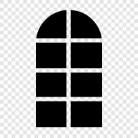 window panes, window frames, window treatments, window dressings icon svg