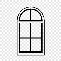 Fensterscheibe, Fensterbild, Fensterbehandlung, Fensterbeläge symbol