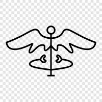 wings, staff, serpents, medicine icon svg