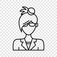 woman in glasses, glasses woman, woman with specs, glasses woman with eyes icon svg