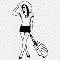 woman traveler, female traveler, solo traveler, Traveling woman icon svg