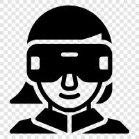 woman using vr glasses, woman using virtual reality glasses, virtual reality glasses, woman wearing vr glasses icon svg