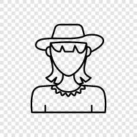 woman with a hat, women with hats, women wearing hats, women with icon svg