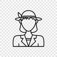 Women With Hats, Female With Hat, Women s Hats, Cute Women icon svg