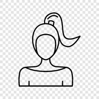 women with ponytails, women with short hair, women with long hair, Ponytail Woman icon svg