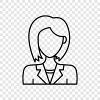 Women with Short Hair, Women with Hair below the Waist, Women with, Short Hair Woman icon svg