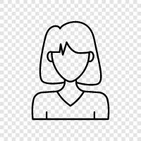 Women with Short Hair, Women with Curly Hair, Women with Straight Hair, Short Hair Woman icon svg