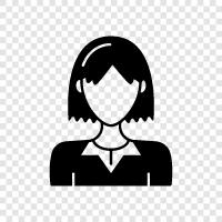 women with short hair, women with cropped hair, women with bob hair, Short Hair Woman icon svg