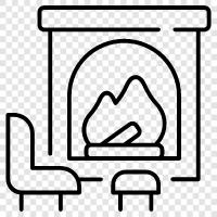 wood burning fireplace, gas fireplace, fireplace insert, fireplace mantel icon svg