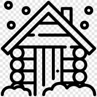 wooden cabin, wooden house, wooden barn, wooden outbuilding icon svg