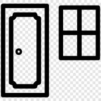 Wooden Door with Window, Glass Door with Window, Sliding Door with Window, Door with Window icon svg