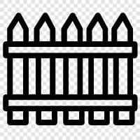 Wooden fence, Metal fence, Garden fence, Deck fence icon svg