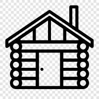 Holzhäuser, Holzhütte, Holzhaus, Holzhauspläne symbol