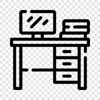 work area, desk, office, computer icon svg