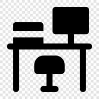 work desk, computer desk, office desk, home desk icon svg