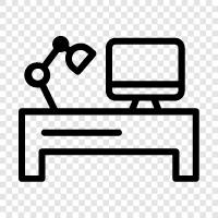 work, office, desk chair, computer icon svg