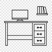 work, desk, study, computer icon svg