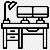 work, computer, table, chair icon svg