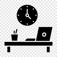 Arbeitszeit, Schreibtischzeit, Uhrzeit, Bürozeit symbol